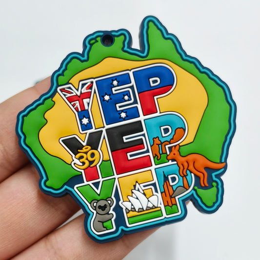 Aussie Magnet & Keyring Gift Pack – “YEP × 3” & “G’Day Mate” | 369 OZSouvenirs 🇦🇺
