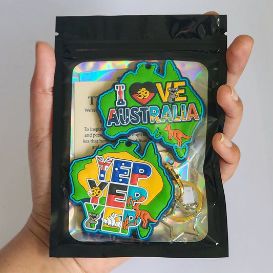 Aussie Magnet & Keyring Gift Pack – “I Love Australia” & “YEP × 3” | 369 OZSouvenirs 🇦🇺